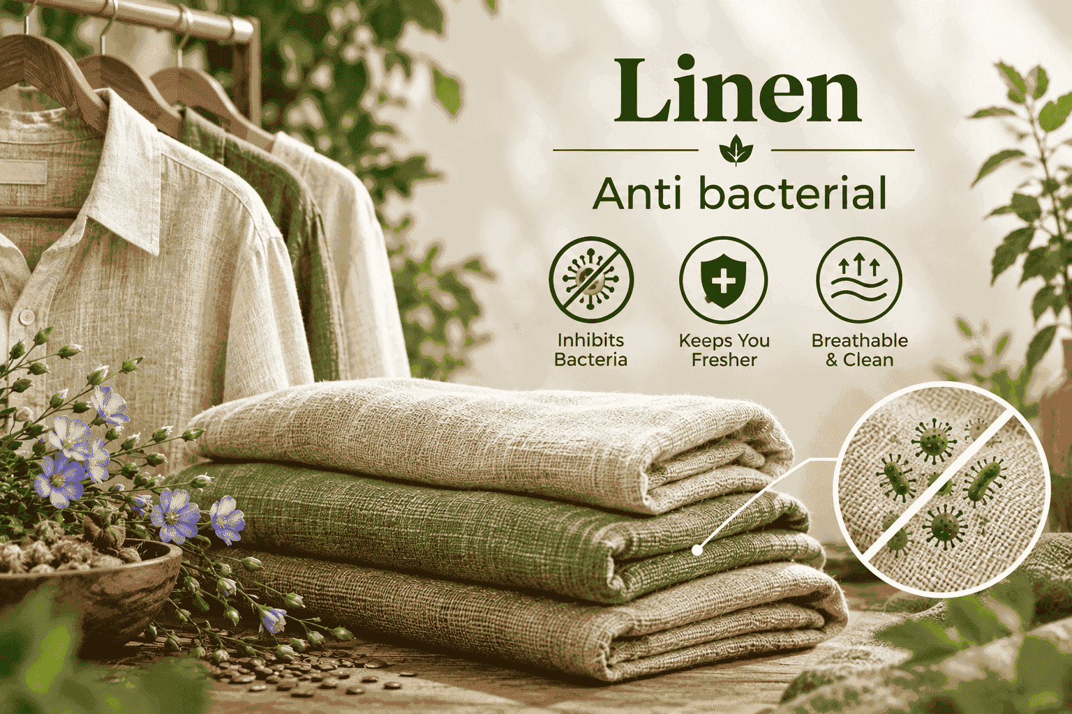 Antibacterial linen fabric