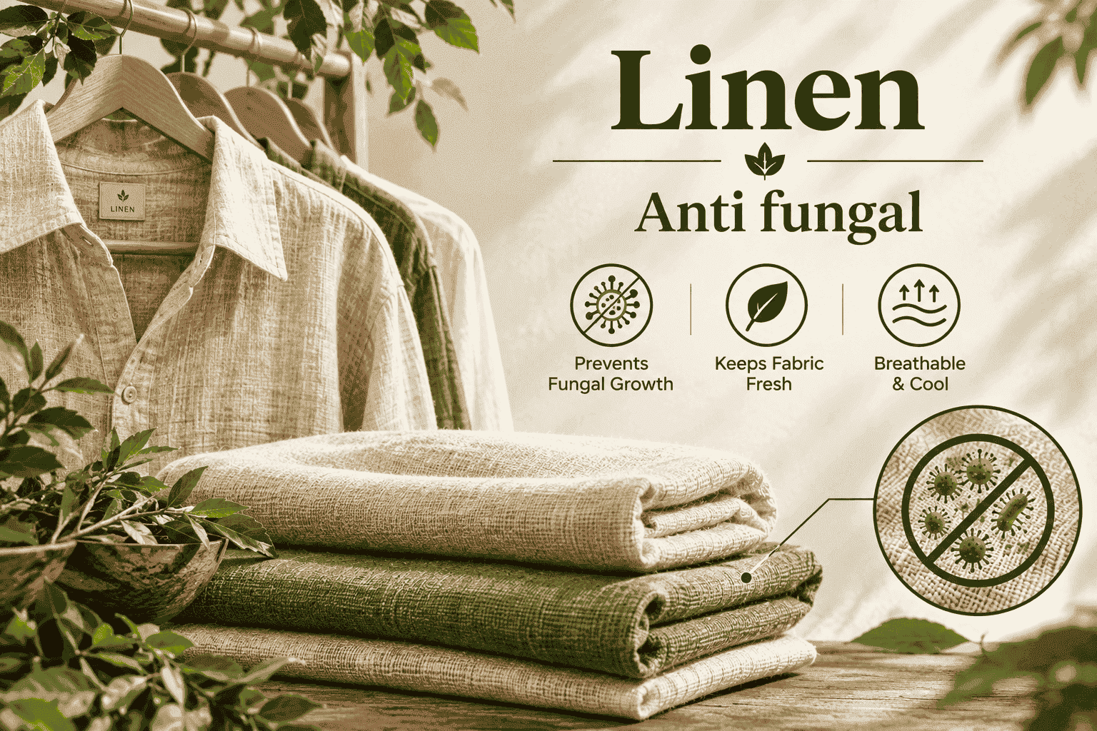 Anti-fungal linen fabric
