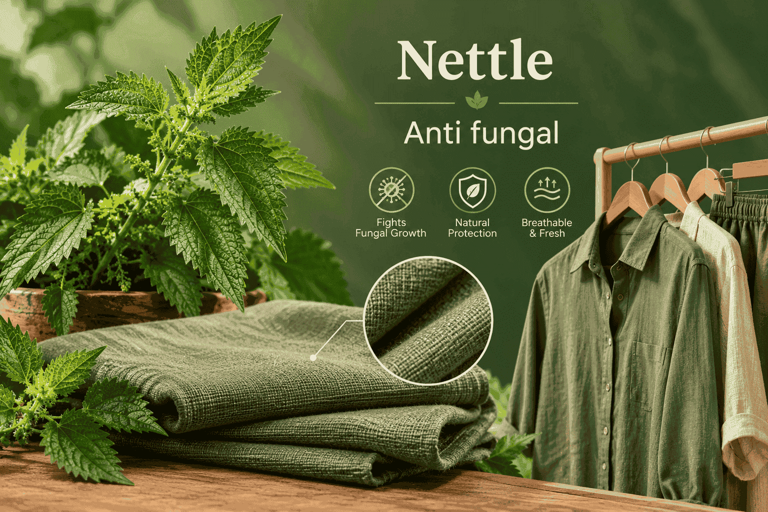 Anti-fungal nettle fabric