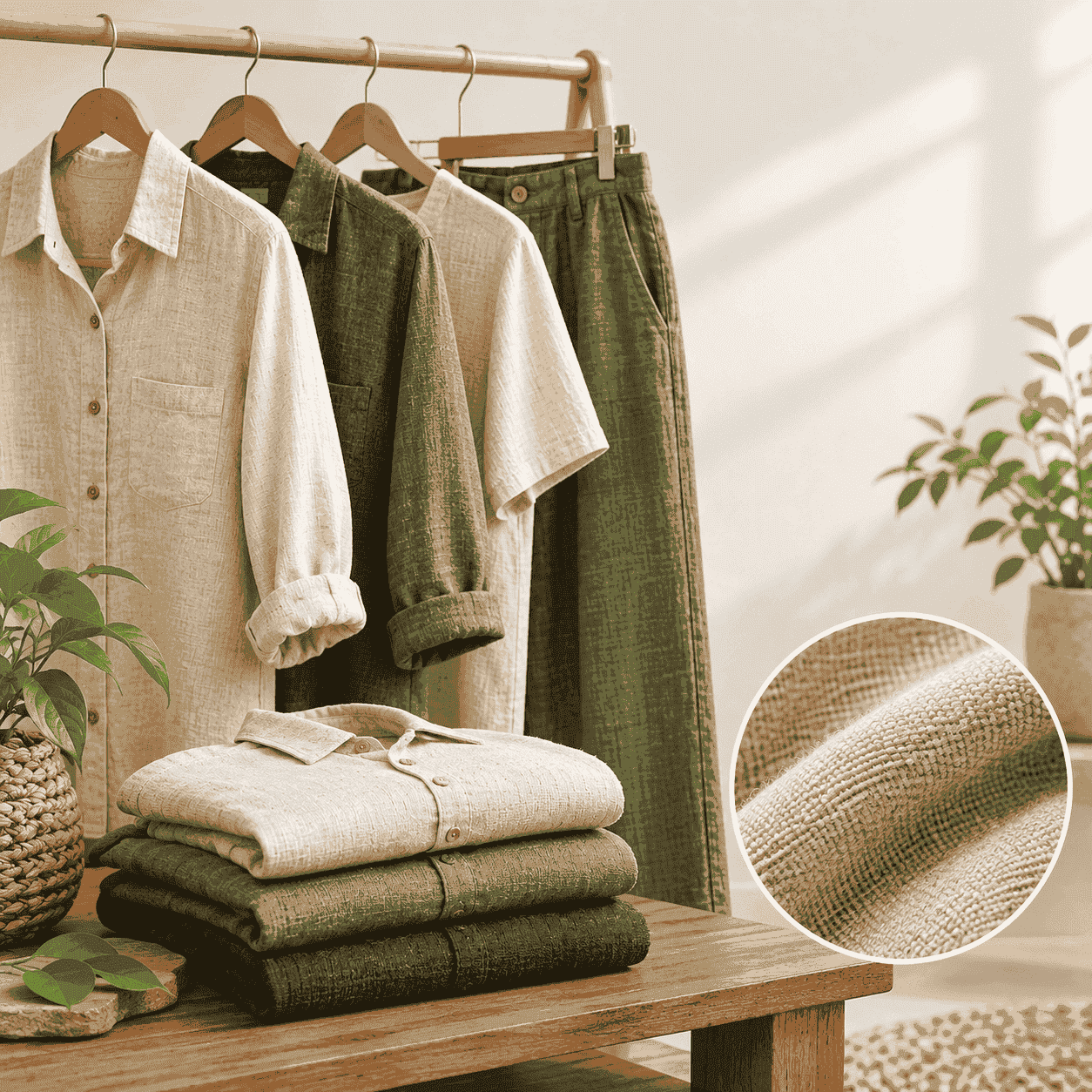 Hemp and Tencel blend fabric texture